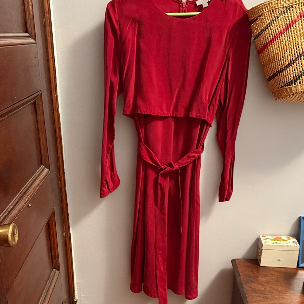 Red silk dress